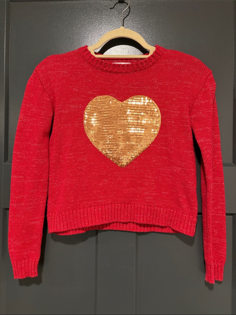 NWOT Girls Heart Sequin Sweater
